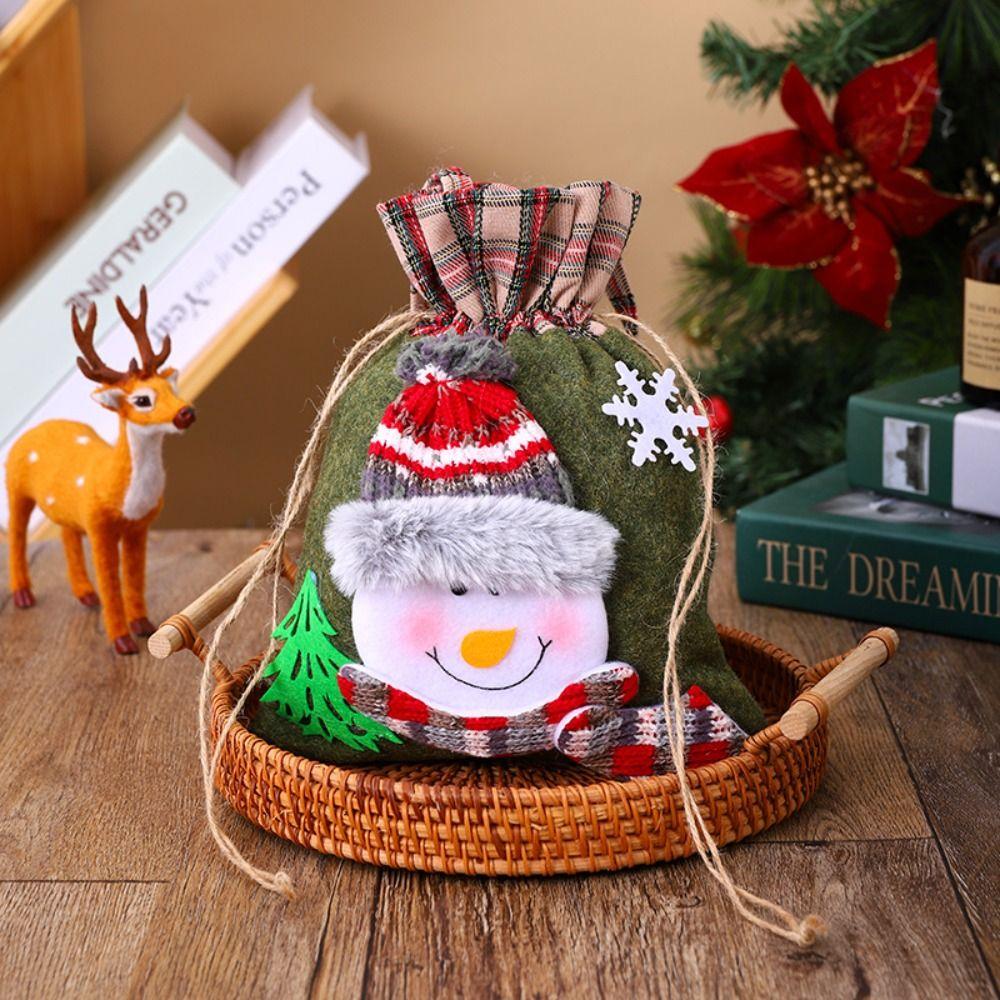 Checkered Christmas Handbag Cartoon Gifts Candy Bag Creative Christmas Crossbody Bag Children's