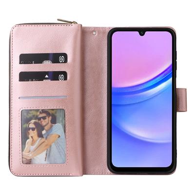 For Samsung Galaxy A16 5G/A16 4G Case Zipper Pocket PU Leather Phone Cover with Hand Strap