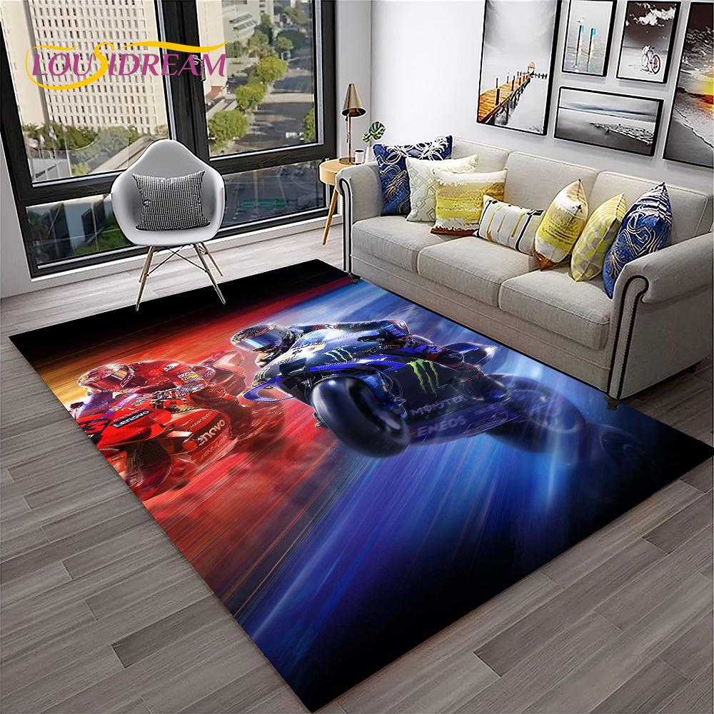 Racing Moto Off Road Motorcycle Carpet Rug for Home Living Room Bedroom Sofa Doormat Decor,Kid Play Area Rug Non-slip Floor Mat
