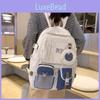 Nylon Backpack Student Girl School Bag With Laptop Pocket For Casual Wear Daily