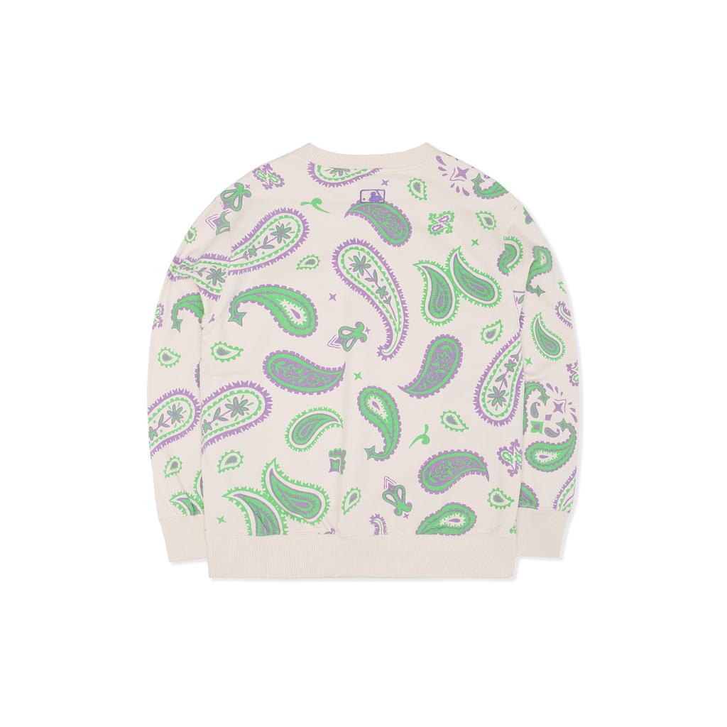 New MLB Cashew Flower Sweatshirts Unisex Cream 3AMTI0224-50CRS