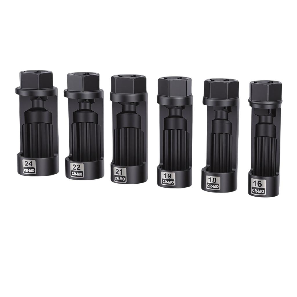 6ks Sada nástrčných klíčů na matice tlumičů 16mm 18mm 19mm 21mm 22mm 24mm   Sada klíčů pro demontáž matic tlumičů