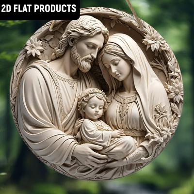Wooden Scene Decor Ornaments Sign -Jesus's Birth and Holy Family, Jesus, Maria, Joseph Design-for Door, Wall, Home, Room, Farmhouse, Street, Shop