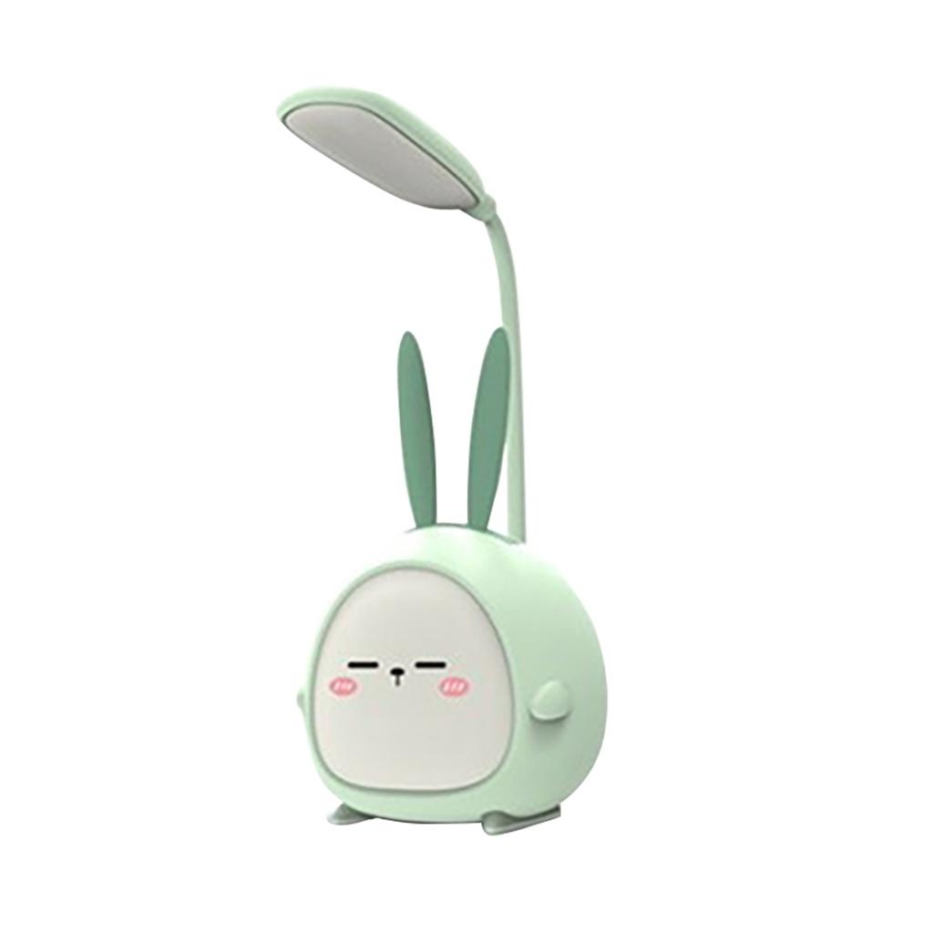 USB Rechargeable LED Desk Lamp with Adjustable Neck and Cute Bunny Design for Bedroom Office Study Table Lighting
