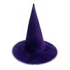 Masquerade Dress Up Hat Velvet Witch for Halloween Costume, Pointed Wizard Cap with Wide Dark Fantasy Costume Props Brim, Festival Headwear,