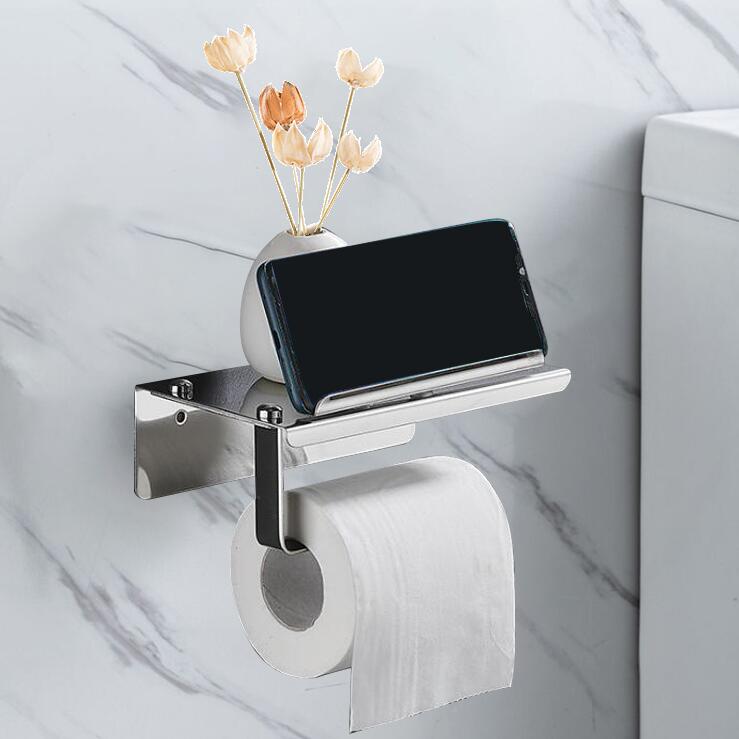 Modern Chrome Wall Mount Toilet Paper Holder Self-Adhesive Roll Hanger for Bathroom or Kitchen Stylish Design