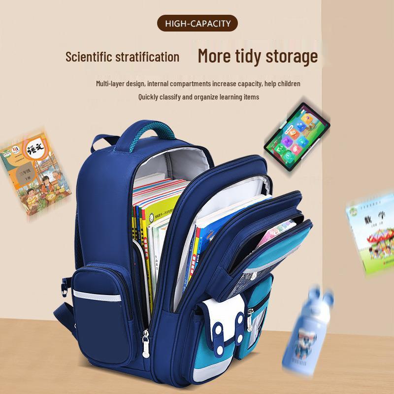 Schultasche mit großer Kapazität und Rückenstütze für Jungen im Alter von 3-6 Jahren, Capybara-Design, 1. Klasse