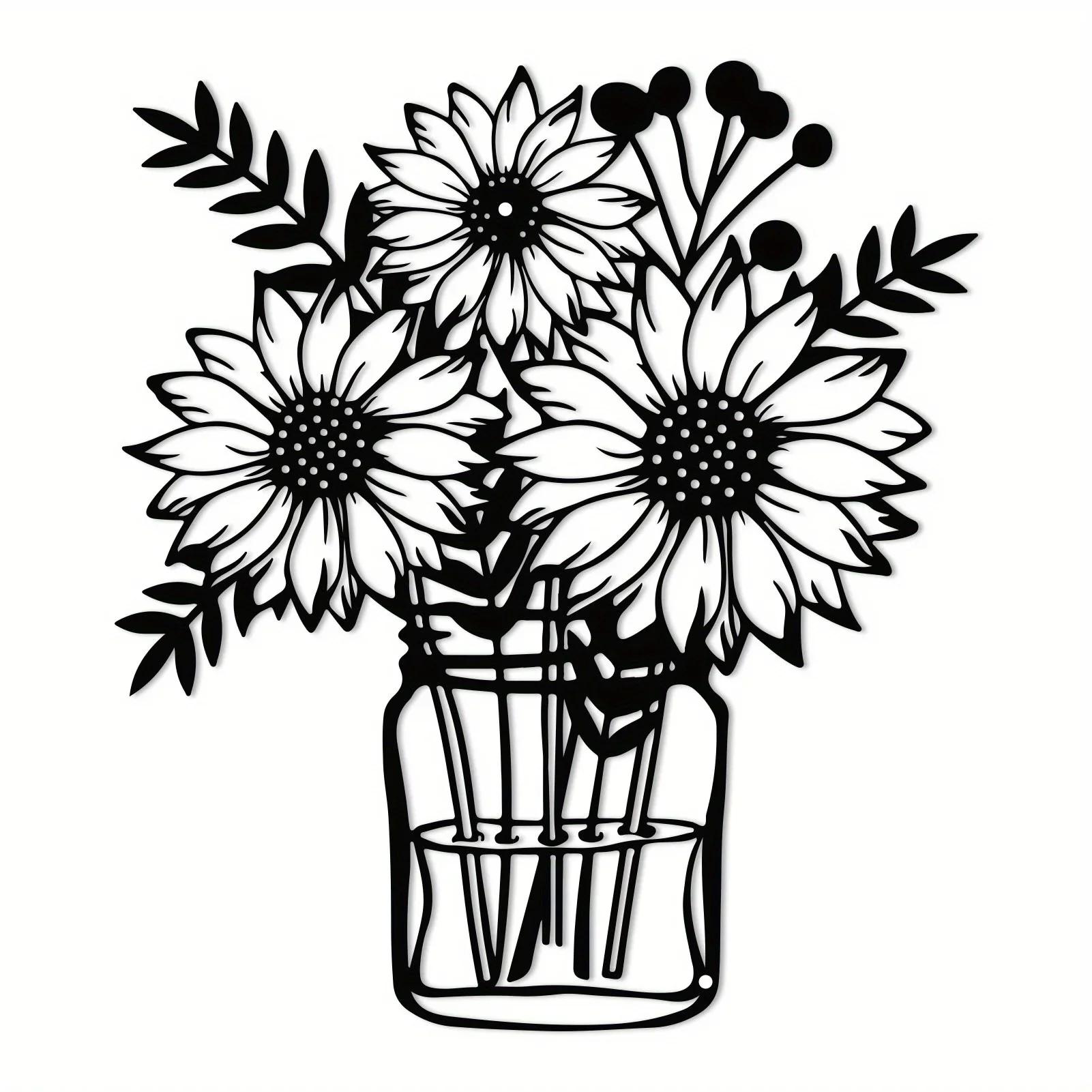 

Очаровательный декор для стен из металла «Подсолнух» — черная ваза. Стильные настенные скульптуры для кухни, ванной комнаты и внутренних помещений светло-зеленый