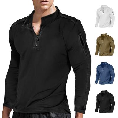 Herren Frühling Herbst Hemd Reißverschluss Umlegekragen Locker Lange Ärmel Mittellanges Oberteil Reine Farbe Pullover Sport Fitness Alltagskleidung Sweatshirt
