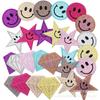 Smiley Face Embroidery Cloth Sticker Pentagram Patch Sticker Computer Embroidery Label Clothes Decoration Diamond Subsidy Ironing