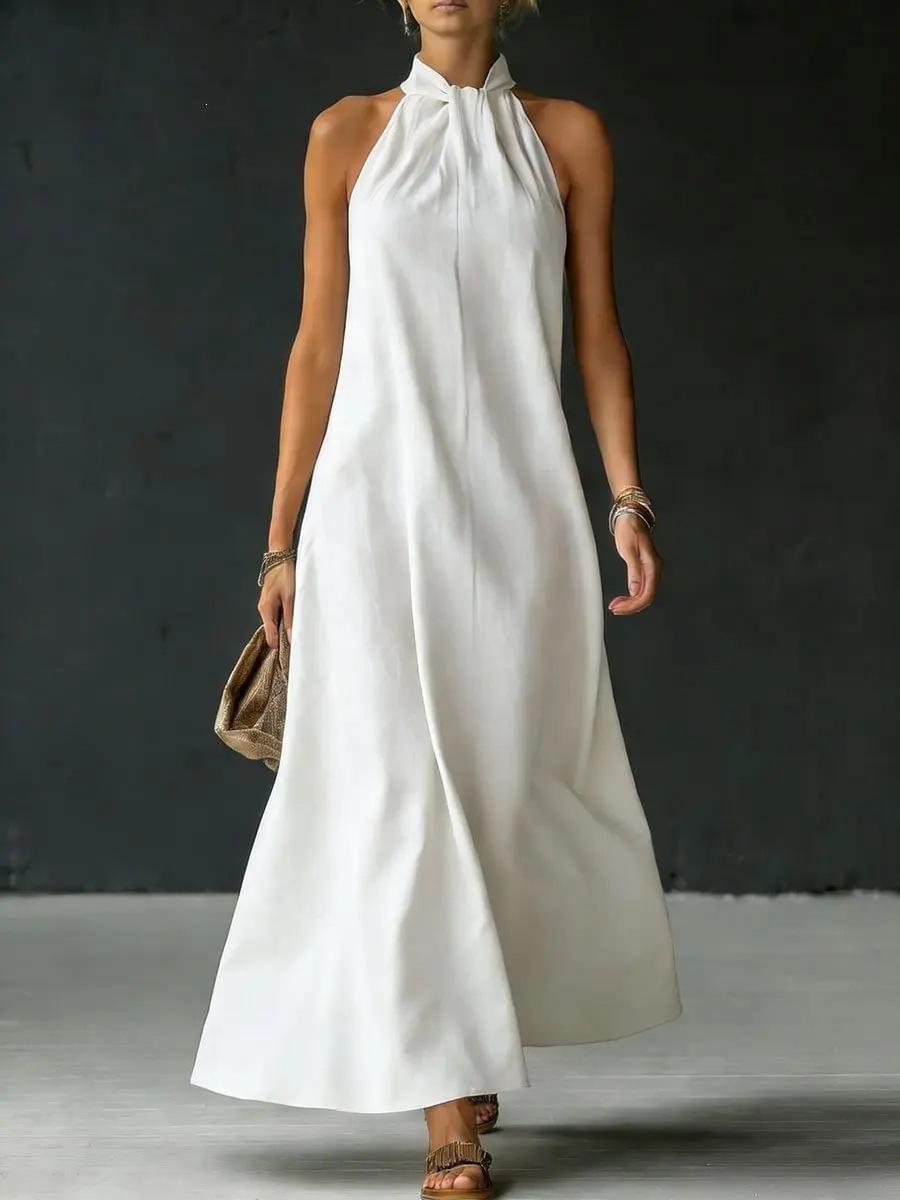 European and American new spring and summer new women s off-the-shoulder sleeveless cross-over dress women s clothing S