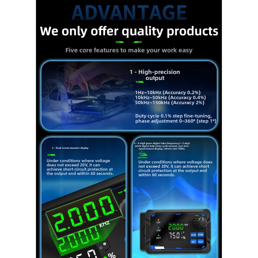 Dual Channel Signal Generator with Adjustable Motor Driver Speed Controller for Education Training and Industry Use