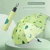 Cute Manual Umbrella for Women, Avocado Design, Student-Friendly, Dual-Use for Sun and Rain, Black Coating for Sun Protection, Foldable Sunshade