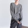Francuski sweter z dekoltem w serek dla kobiet jesień zima japoński styl leniwy retro high-end dzianina odzież wierzchnia top