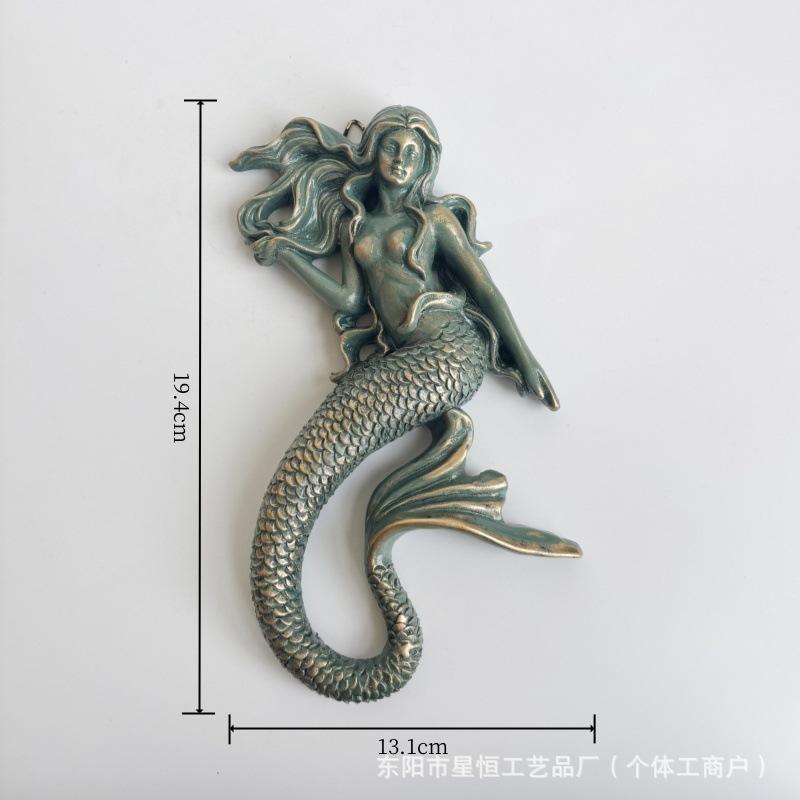 New Product Creative Nautical Bohemian Ocean Mermaid Art Statue Decorative Resin Wall Hanging, Pendant
