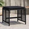 VidaXL Gartenhocker mit Kissen 4 Stk. Schwarz 41x41x36 cm Poly Rattan