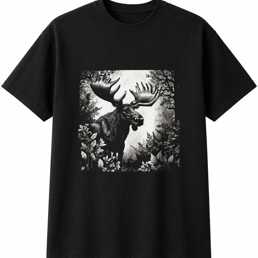 Botanical Moose Wildlife Mens Womens T-Shirt Unisex Novelty Gift Tee Funny