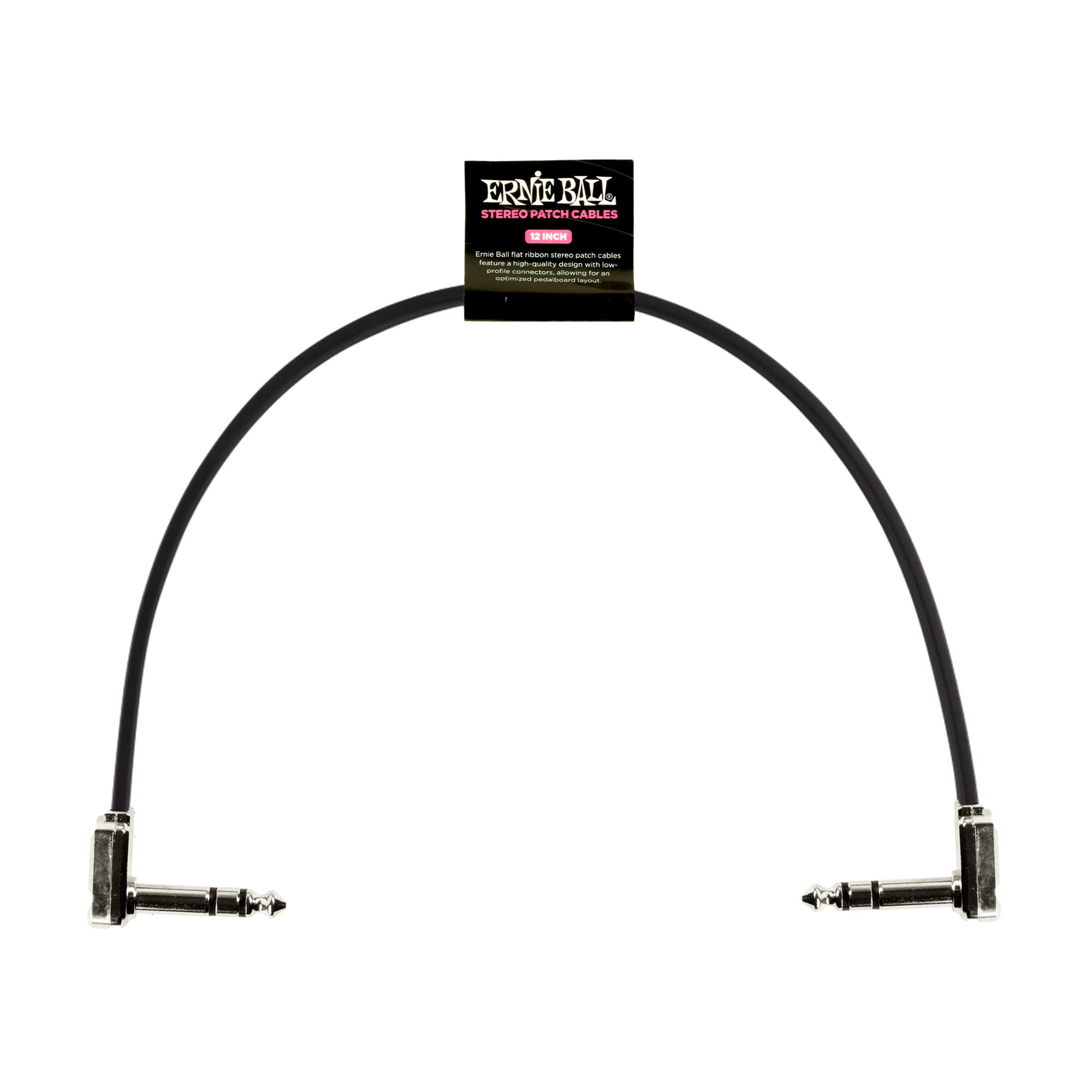 

[Authentic] Ernie Ball 6409 Flat Ribbon Stereo Patch Cable, Black, 12 inches (30cm)
