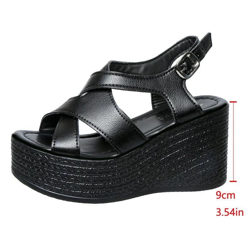 Fashion Chunky Platform Sandals for Women Thick Bottom Cross Strap Gladiator Sandals Woman 2025 Summer Fashion Wedge High Heel Sandalias