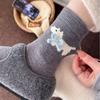Xiaohongshu Is The Same Hot Sale! Winter Wool Socks Combination Gray Buttons Thickened Warm Pile Socks Mid-Tube Socks Socks