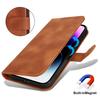 For iPhone 14 Pro Max Wallet Case Double Folded Edge Skin Touch PU Leather Flip Phone Cover
