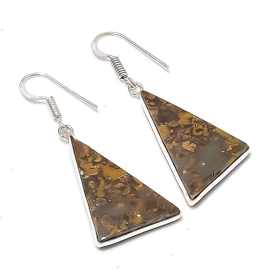 Натуральный Фруктовый Яшмовый Самоцвет Серьга из Серебра 925 Пробы 1,89  AEE-10885