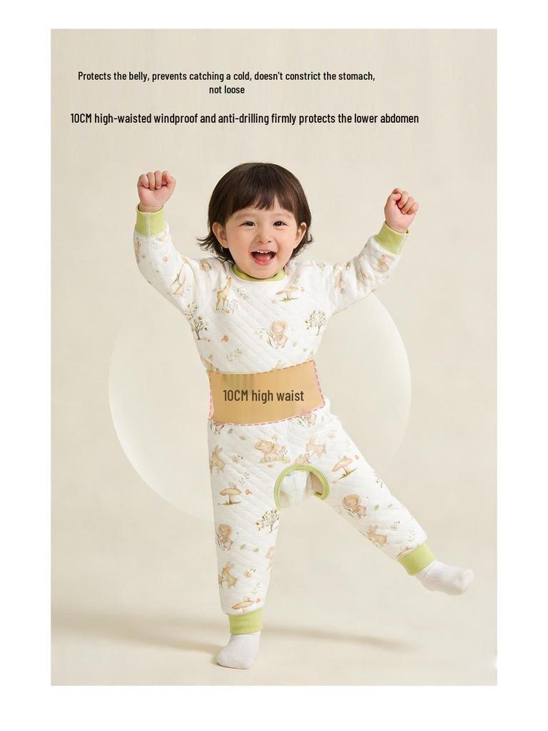 Boys' and Girls' Padded Winter Pants - Warm, High Waist, Open Crotch, Cotton for Belly Protection