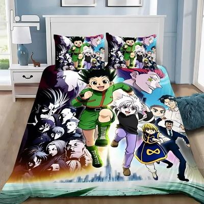 3D Spausdintas Anime Hunter X Hunter Patalynės Komplektas, Mergaitėms Suaugusiems Viengulis Twin Queen Dydis, Antklodės Užvalkalas Pagalvės Užvalkalas Patalynė
