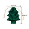 Christmas Tree Shaped Polyester Drawstring Gift Bags With Colorful Pom Poms Bell Decor For Xmas Tree Hanging Party Gifts Storage