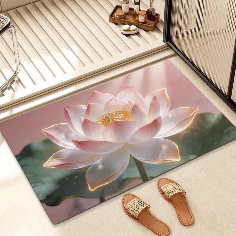 Non-Slip Chinese Lotus Diatom Mud Bath Mat: Water-Absorbent & Cuttable