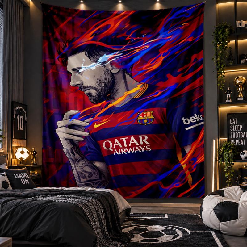 Wall Hanging Tapestry Lionel Messi Print Cloth for Living Room Bedroom Home Decor