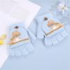 Children's Flip-top Gloves Cute Cartoon Dinosaur Boy Baby Kindergarten Winter Warm Half-finger Wool