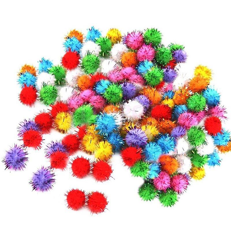 21 Pcs Fluffy Pom Poms Colorful Plush Balls DIY Children Pompoms Balls Cat Pet Puppy Toys Games