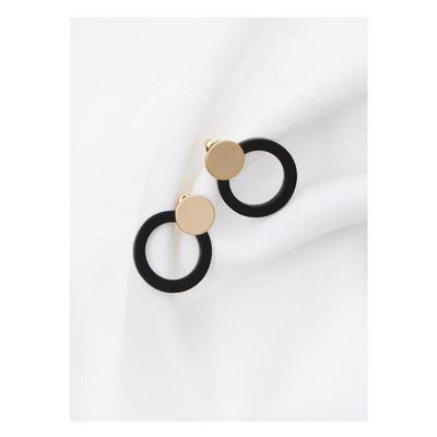 Women's Double Circle Round Gold Mix Earrings