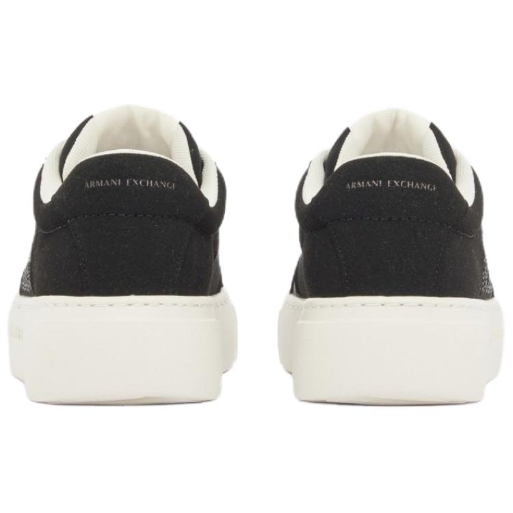 Armani Exchange Round Toe Lace-Up Rhinestone Logo Low-Top Sneakers 3.6cm Women sneakers Black XW002788AF23057UC001