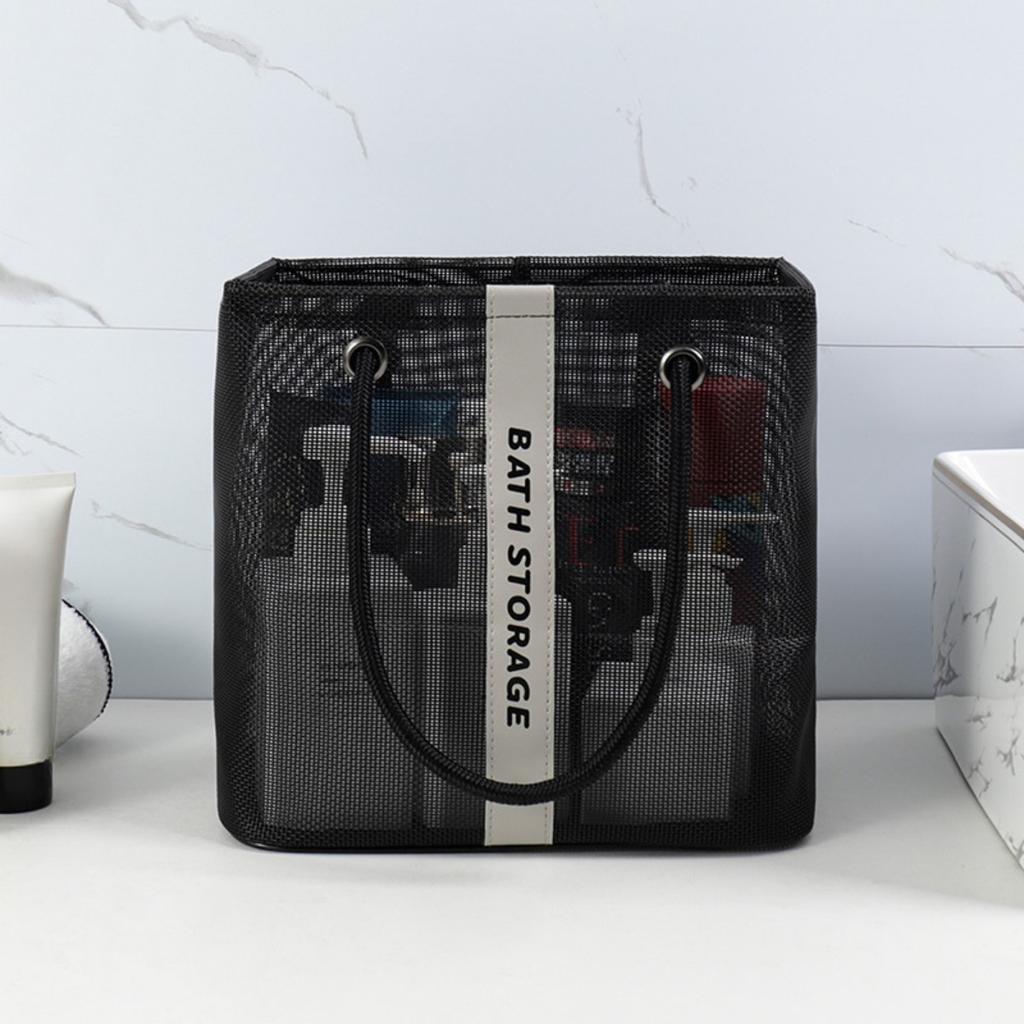 Faltbare Netz-Aufbewahrungstasche für das Badezimmer - Leicht und hochwertig, Doppelgriff-Design, tragbar und platzsparend, Badezimmerorganisation und Aufbewahrung