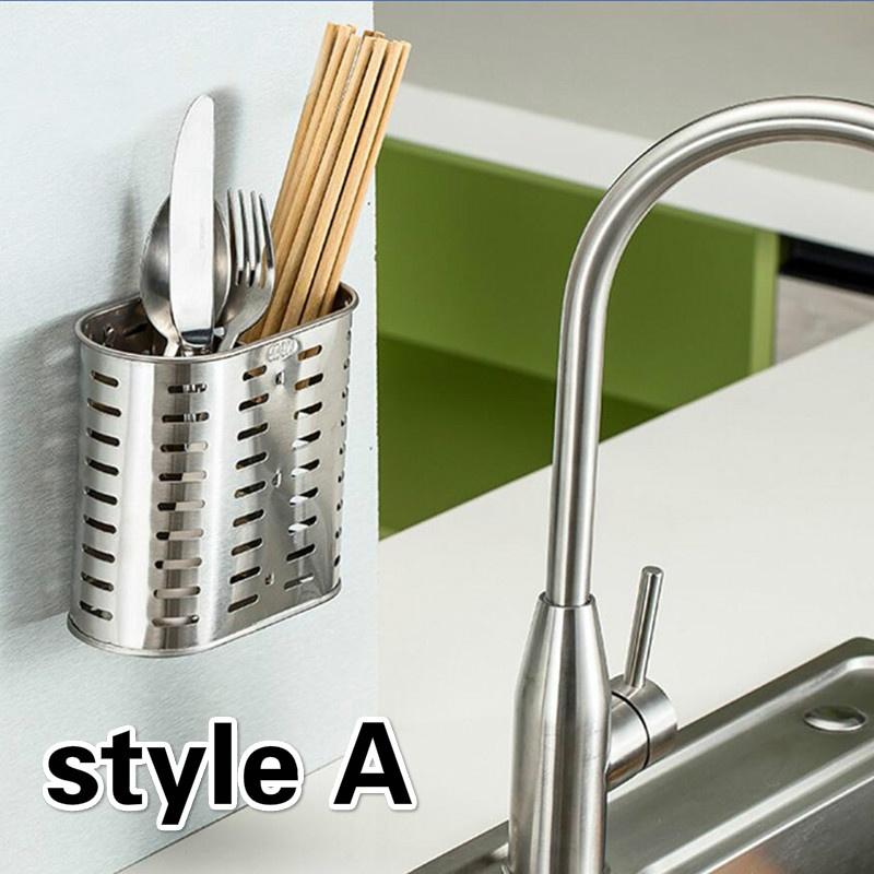 Rurka na pałeczki ze stali nierdzewnej 304, ociekacz, montowany na ścianie, podwójny pojemnik na pałeczki, kuchnia C