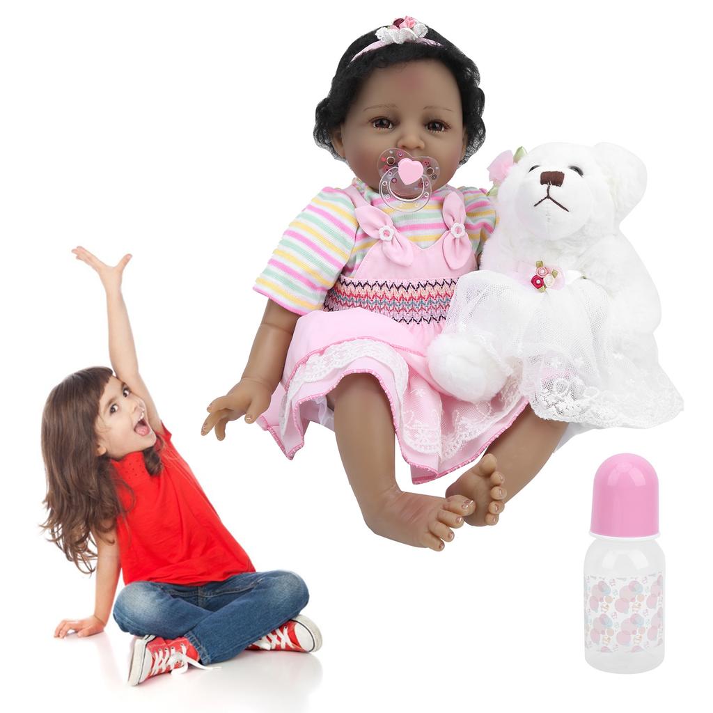 55cm Baby Reborn Puppe Weiche Lächelnde Baby Mädchen Puppe Spielzeug Kinder Spielzeug Geschenk mit Nippel Baby Flasche