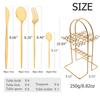 Jankng Gold 24 Piezas Vajilla Occidental Acero Inoxidable Juego de Cubiertos Diarios Cuchillo Tenedor Cuchara de Café Juego de Vajilla Con Estante de Almacenamiento