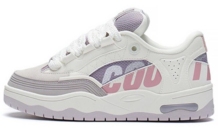 Li Ning CF Tracing Slip Resistant Cushioning Abrasion Resistant Low top Skateboard Shoes Women s White Purple AGCS234-2 38