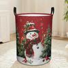 1pc, Red Christmas Snowman Laundry Basket, Xmas Tree Birds Farmhouse Collapsible Storage Baskets Clothes Hamper for Bathroom Bedroom Living Room, Laun