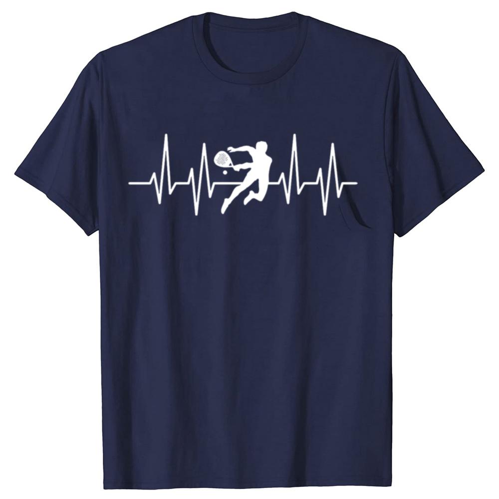 Padel Player Heartbeat Funny Tennis lovers T-shirts Men Women's Fashion Casual Tshirt 100% Cotton Loose Oversized T Shirt