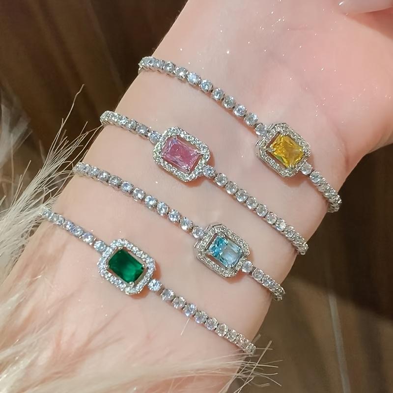 One Square Sugar Sparkling Faux Bracelet Jewelry Women's High-End Wristband