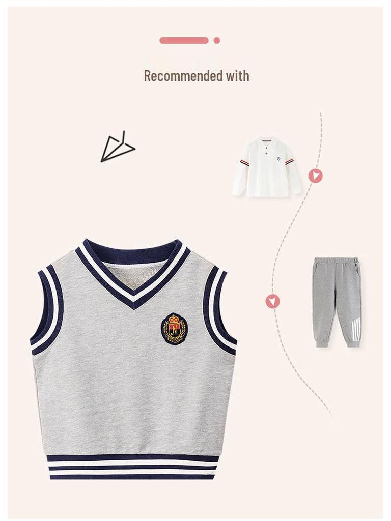 Boys' College Style Sleeveless Toddler Vest - Spring/Autumn Wear