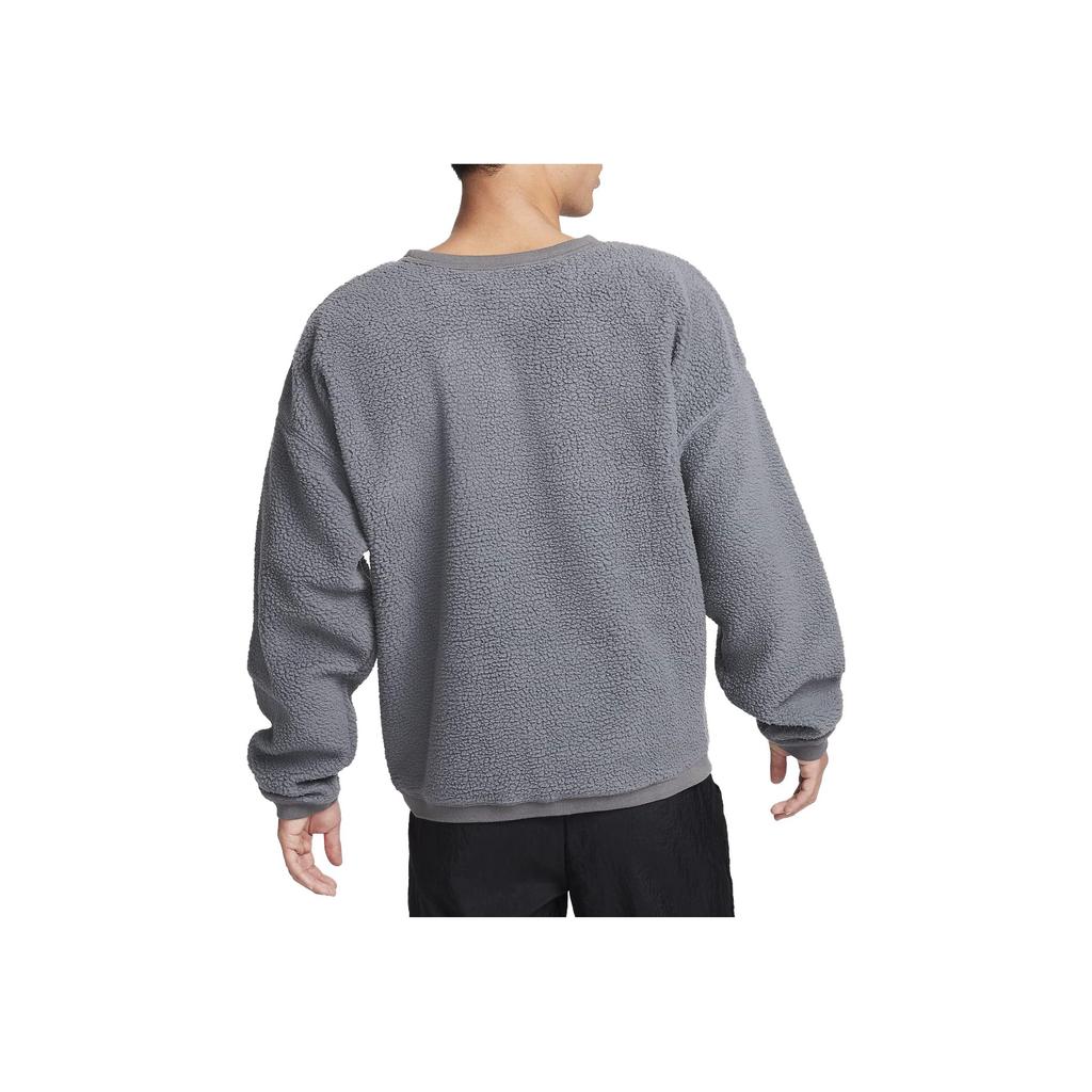 Nike Solid Color Crew Neck Loose Fit Logo Embroidered Long Sleeve Sweatshirt Men Sweatshirt Gray FB8379-068