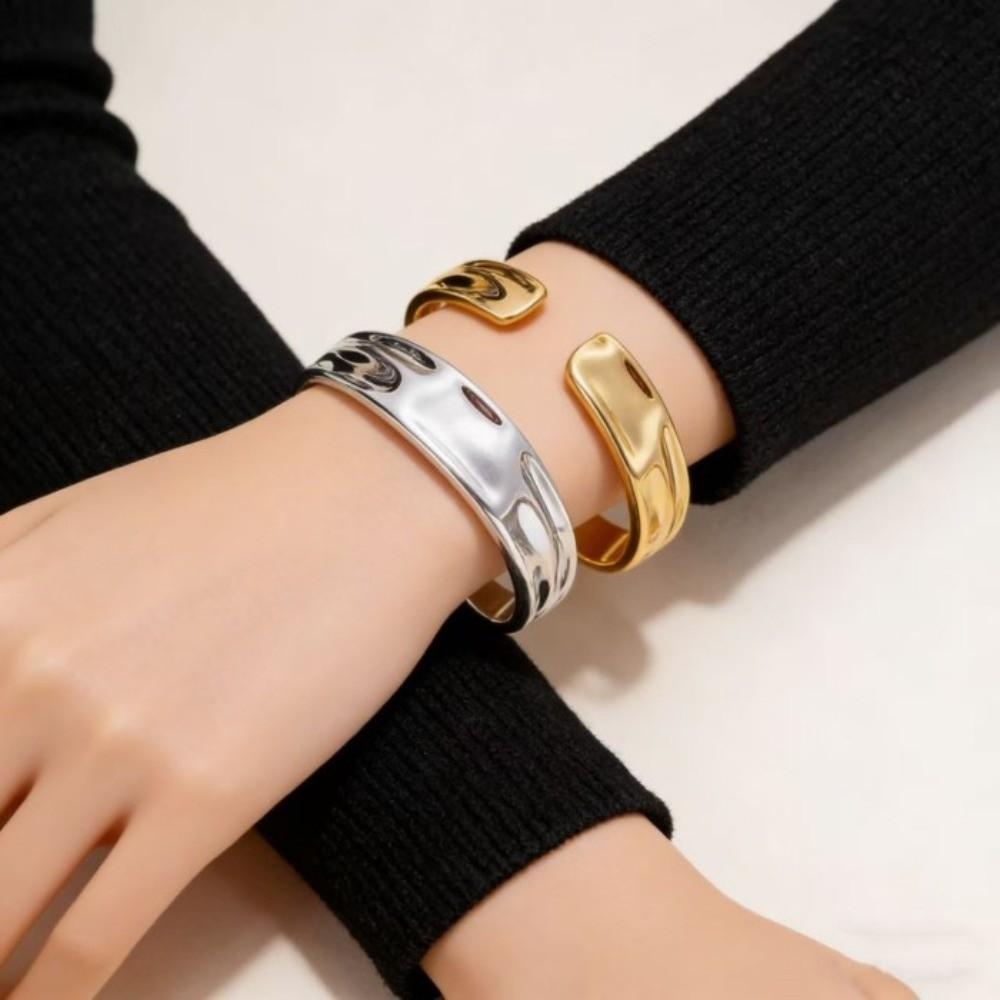 Gold Silver Color Open Cuff Bracelets Punk Metal Bracelets New Geometric Bangles Gifts