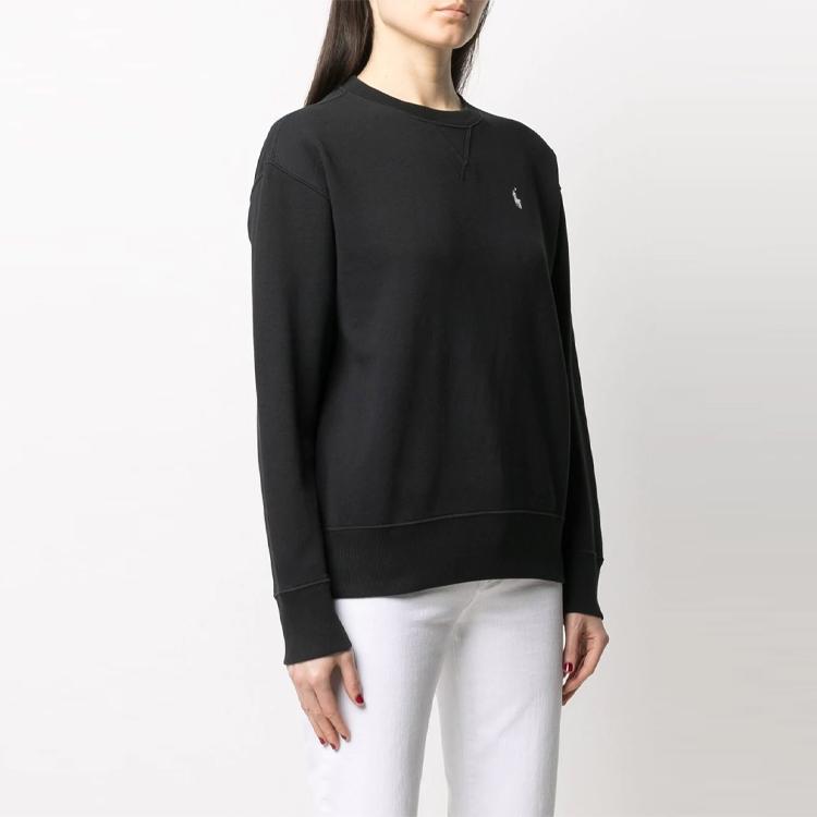 Polo Ralph Lauren FW21 Logo Solid Crewneck Sweatshirt Women sweatshirt Black 211794395-001