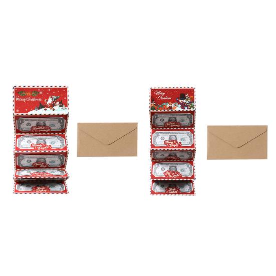 Christmas Money Envelope for Cash Gifts Surprise Gift Card Money Holder with 6 Slots