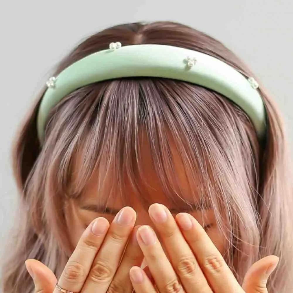 Topmall Pearl Volume Headband Mint Pretty Headband Girls Headband Women s Hairband