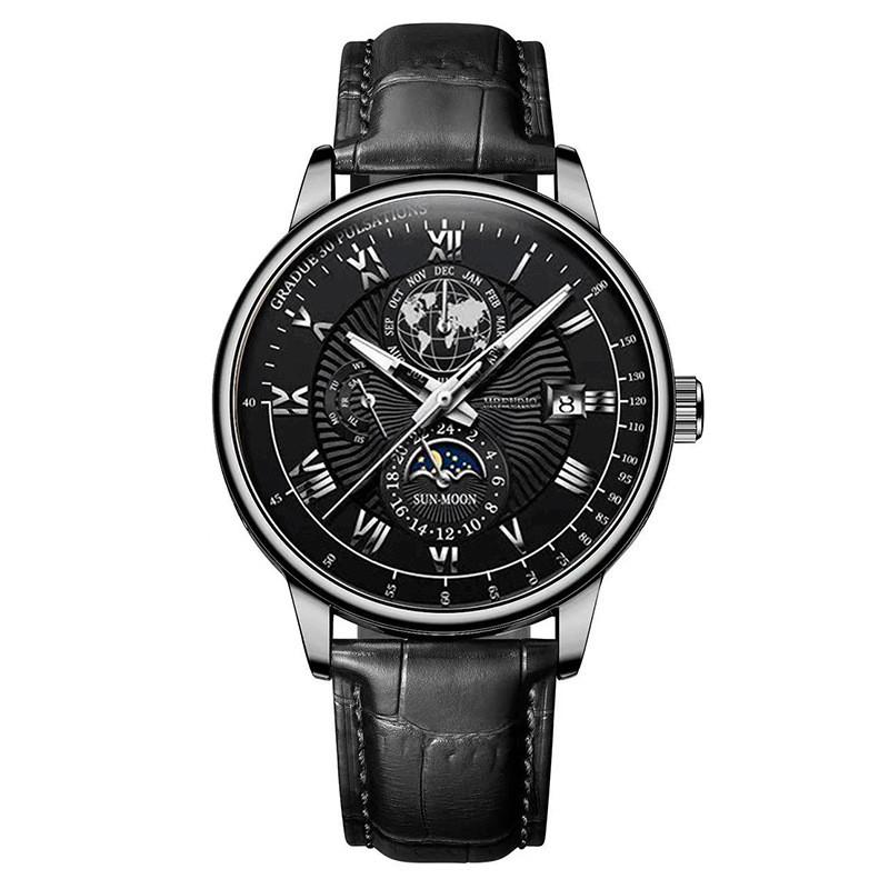 Modern Mens Watch With Calendar Function And Leather Strap For Business Use